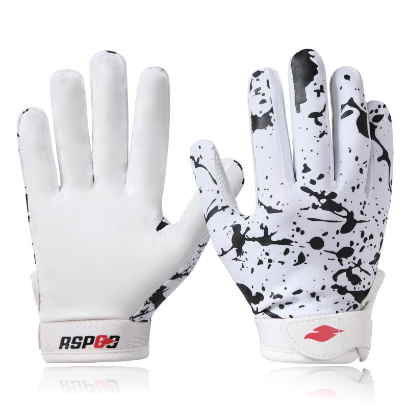 RSPGO Kids Football Gloves Youth Enhanced Grip Silicone Wide Receiver Gloves Friesian Cattle XS/S - Image 2